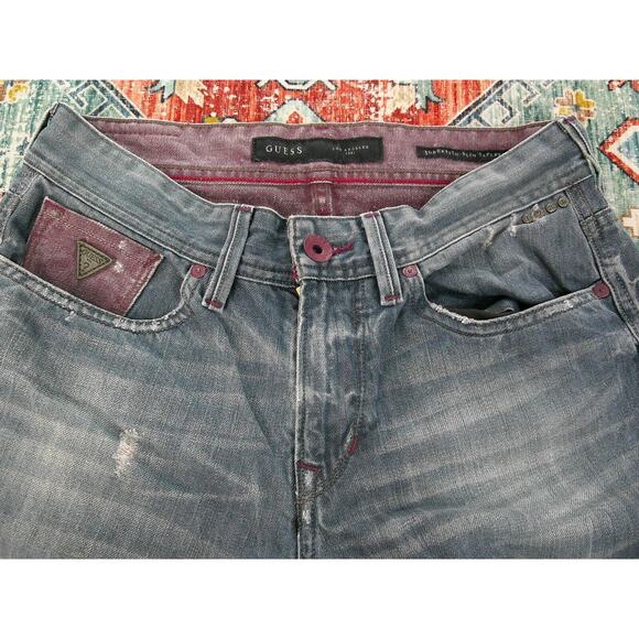 VTG Y2k Guess Jeans Robertson Slim 1981 Distressed/Purple Pocket Men's 30 X 33 - Picture 6 of 13